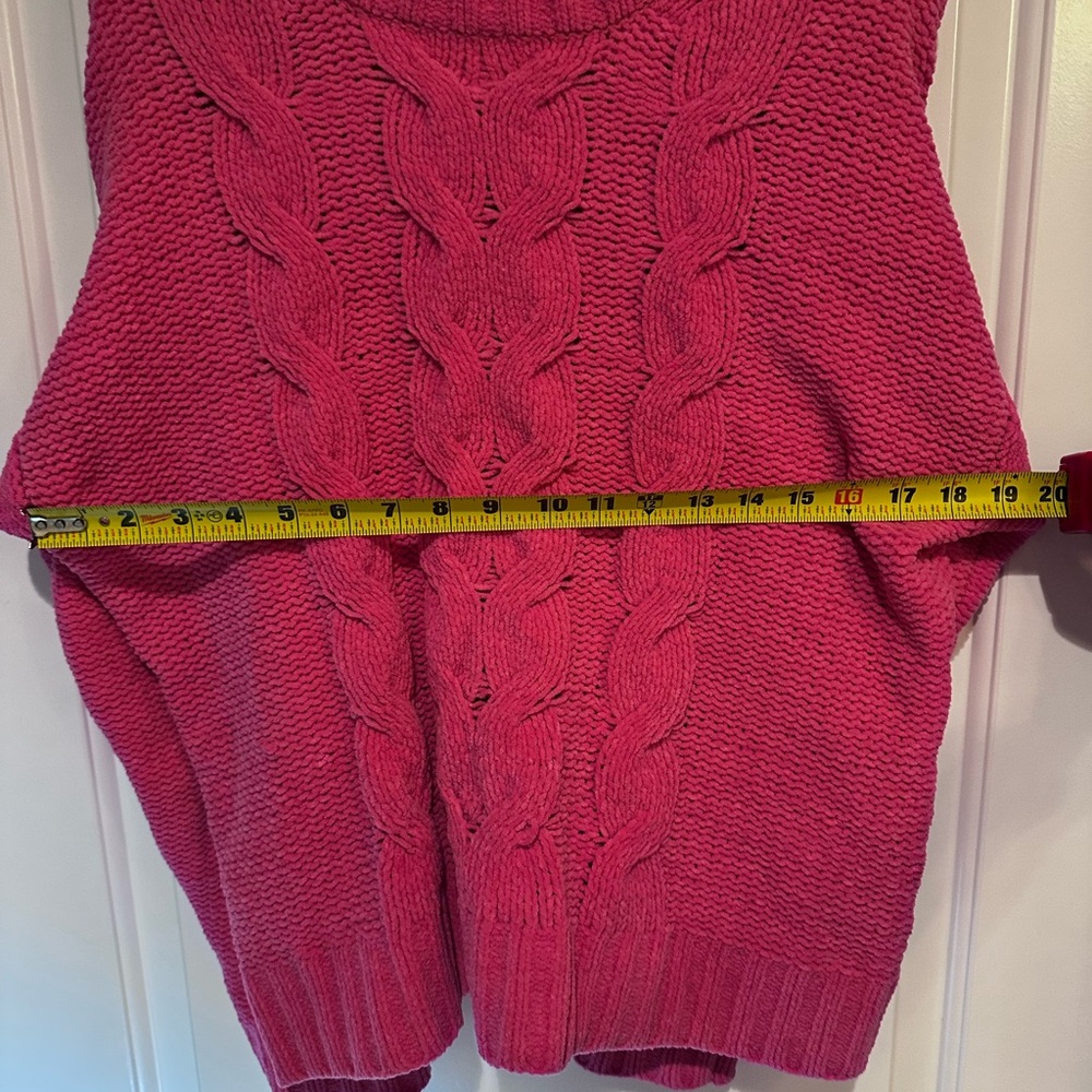 American Eagle Pink Chunky Cable Knit Sweater Plush Cozy Pullover Medium - Picture 11 of 12
